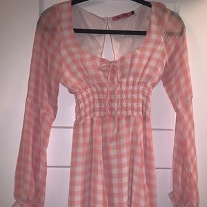 Pink Plaid Mini Dress